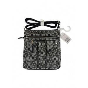 Time and Tru Black & Grey Crossbody Bag with Adjustable Strap, Zipper Closure